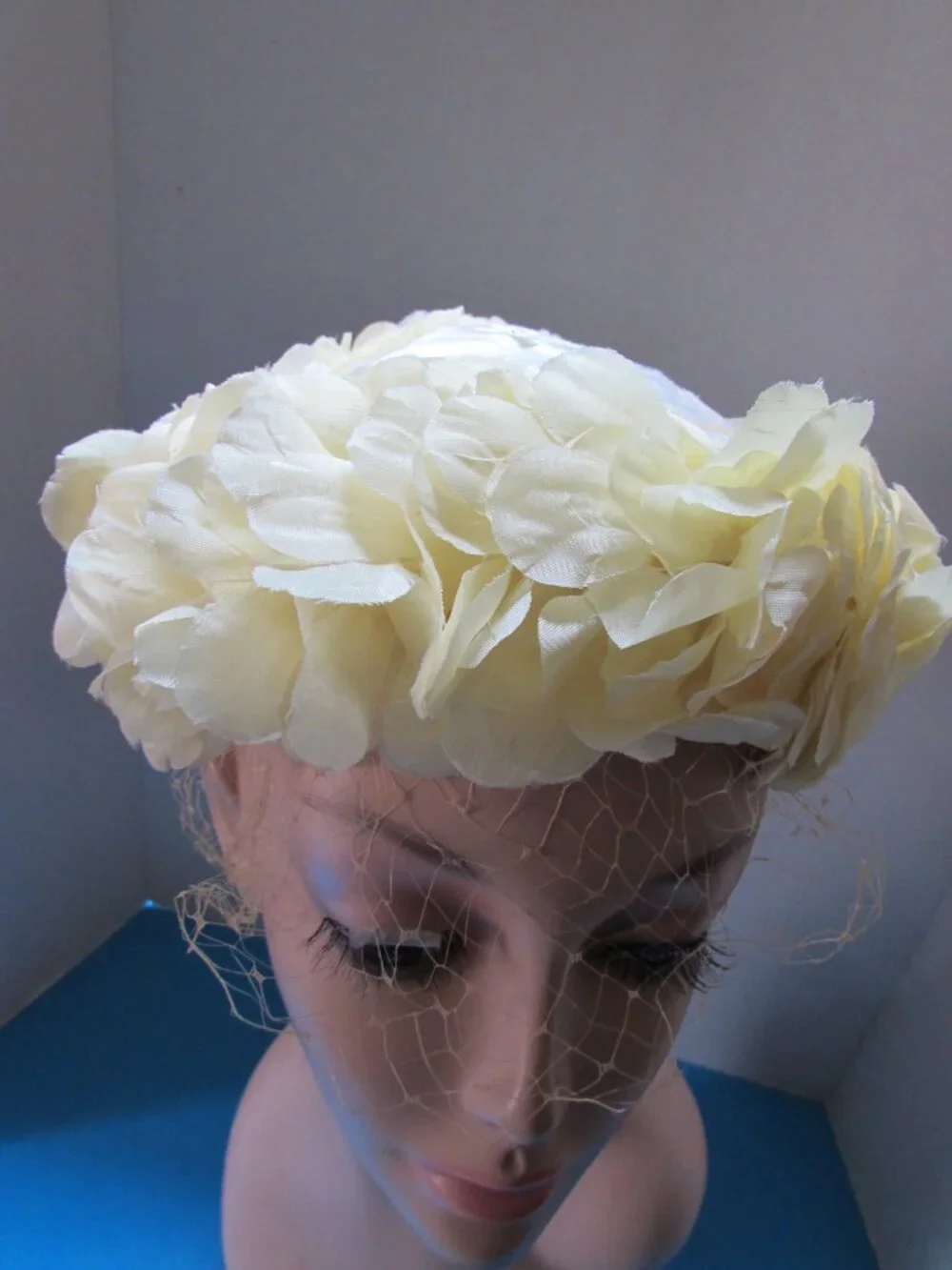 Vintage Hat Lemon Yellow Petals Yellow Veil Original Caroline